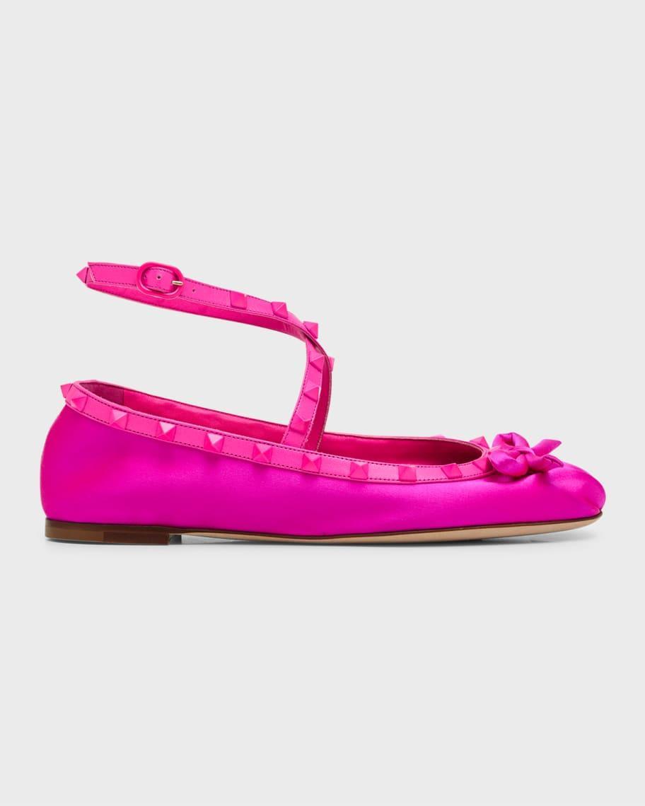 Rockstud Ankle-Strap Ballerina Flats Product Image