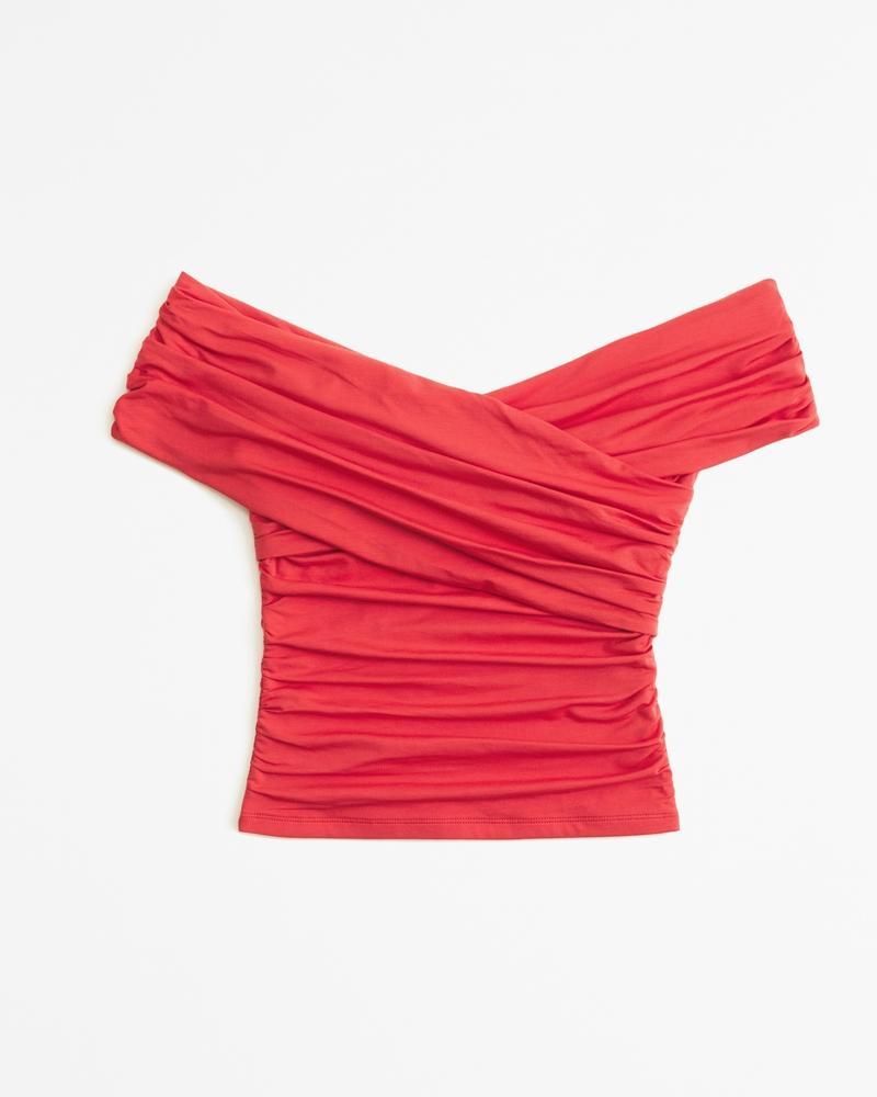 Off-The-Shoulder Ruched Wrap Top Product Image