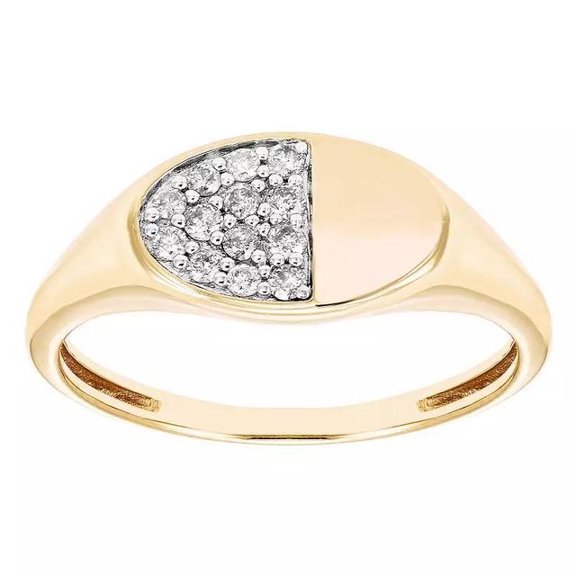 Boston Bay Diamonds 14k Gold Over Sterling Silver 1/6 Carat T.W. Diamond Signet Oval Ring, Womens Gold Tone Product Image