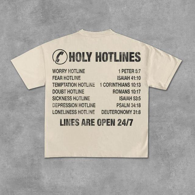 Sopula Holy Hotlines Art Graphic Cotton T-Shirt Product Image