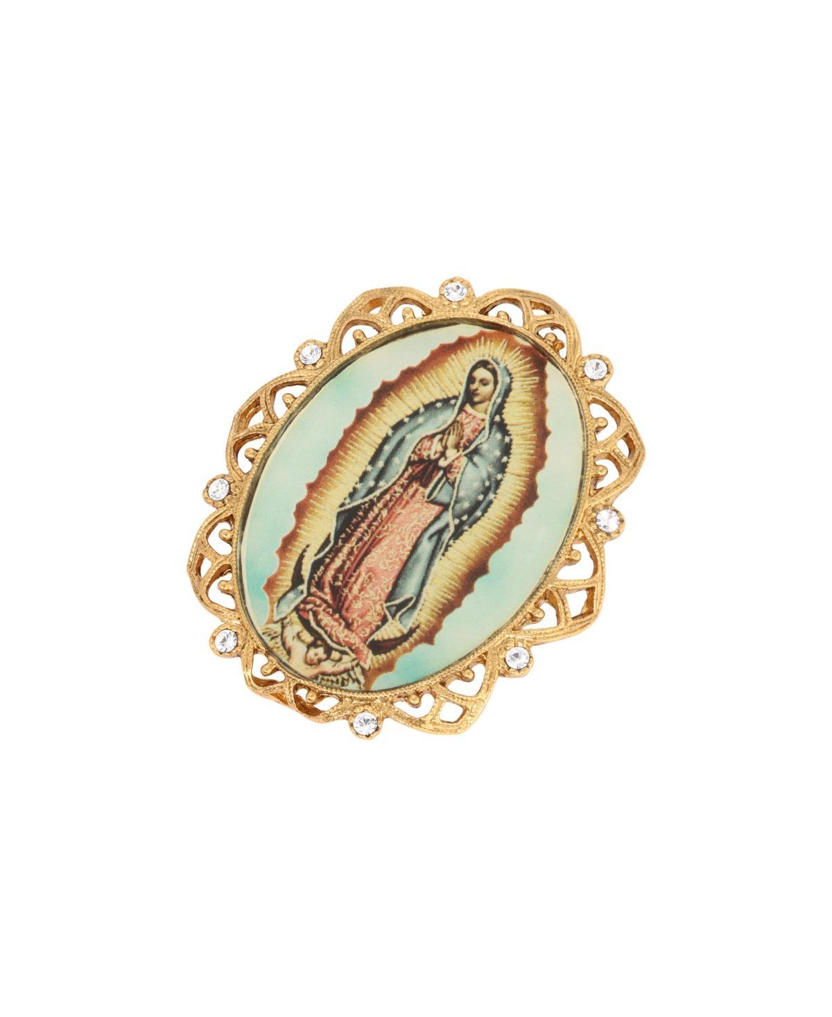 Symbols of Faith Gold-tone Our Lady Of Guadalupe Oval Pin, Womens, Multi Product Image