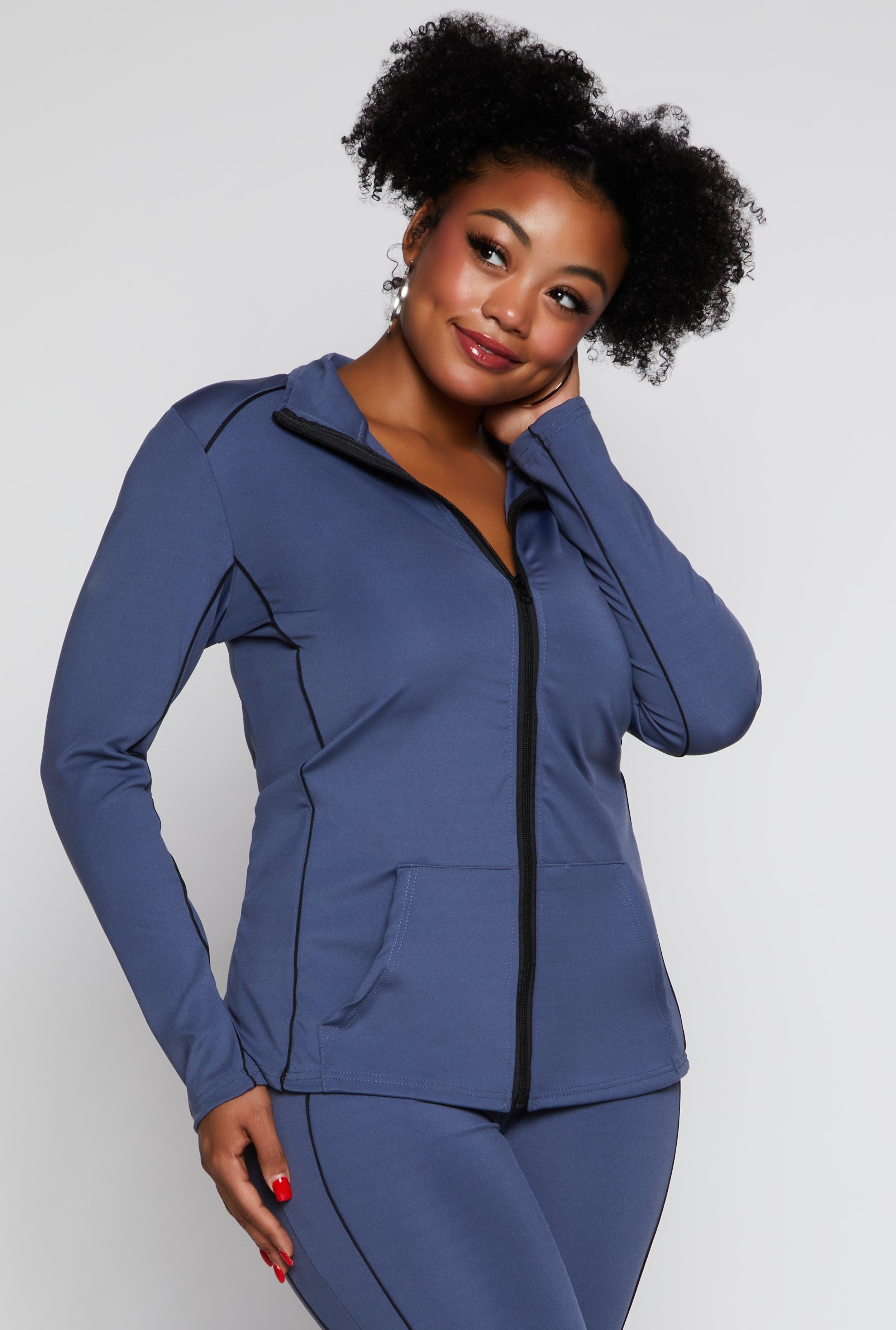 Womens Plus Size Contrast Trim Track Jacket Product Image