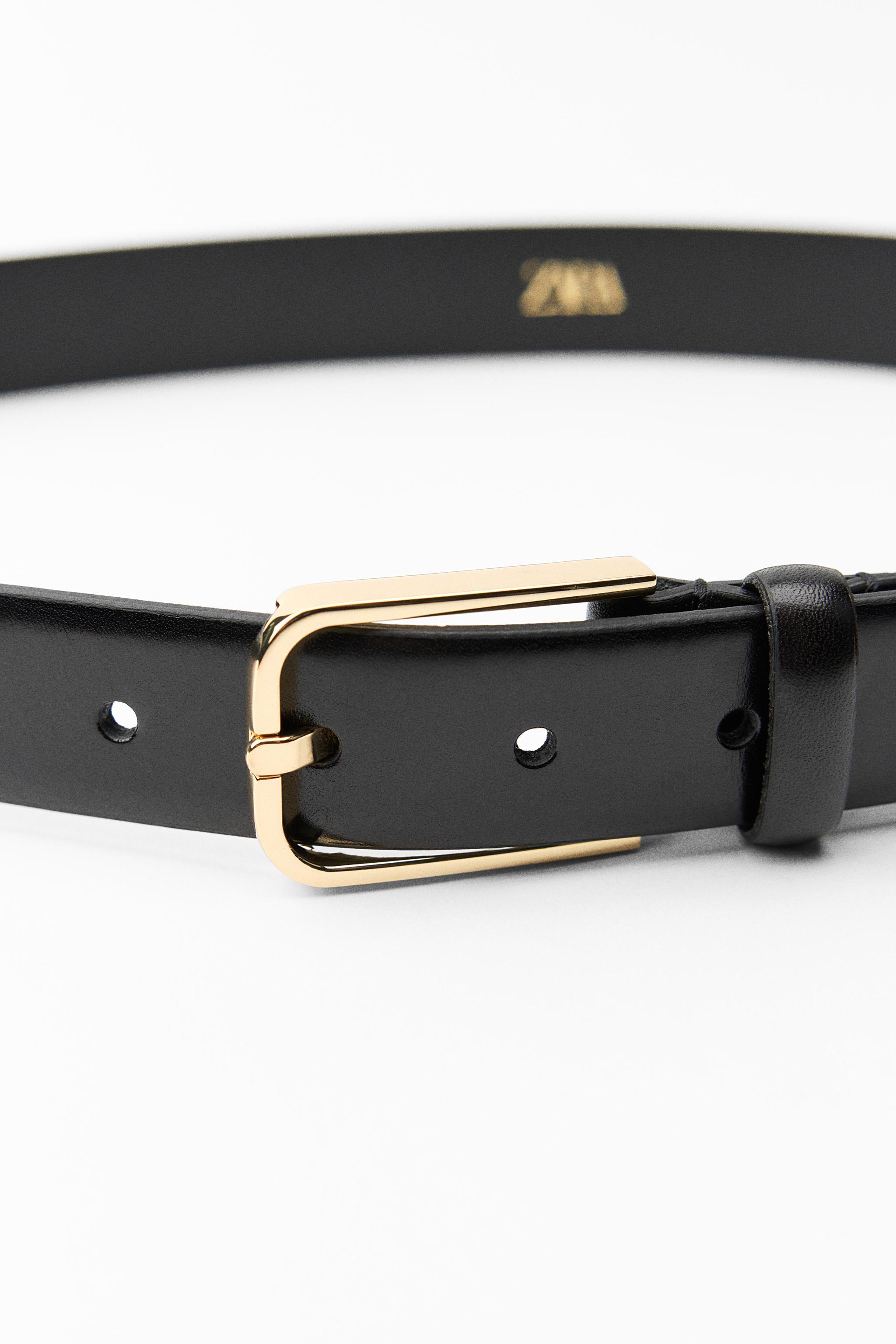 LEATHER BELT WITH SQUARE BUCKLE Product Image