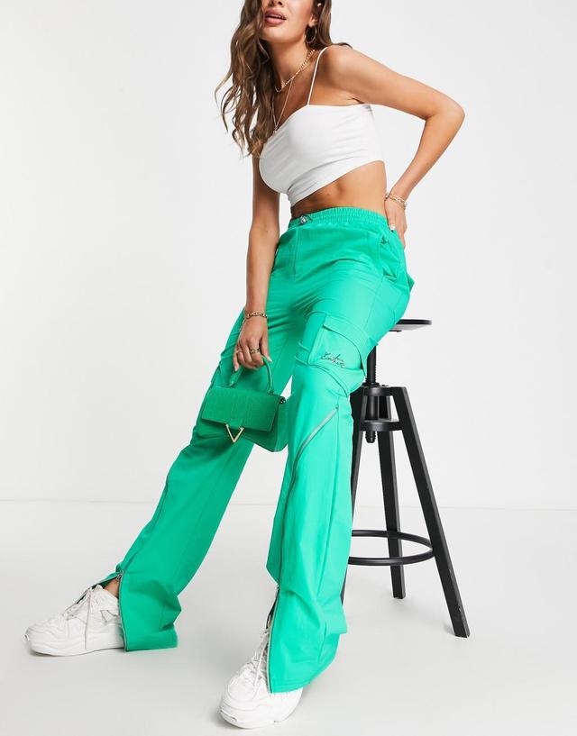 The Couture Club zip detail cargo pants in green - part of a set Product Image