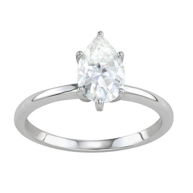 Charles & Colvard 1.5 Ct. T.w. Moissanite Pear Solitaire Ring In 14K White Gold, 8 Product Image