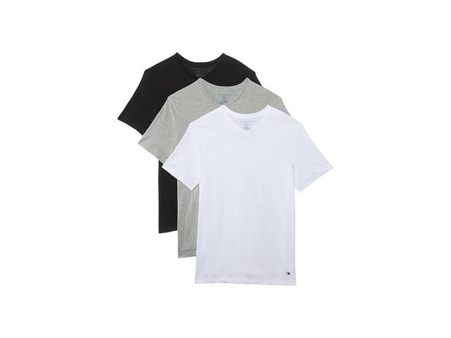 Tommy Hilfiger Cotton Classic 3-Pack V-Neck Undershirts Grey Heather/Black) Men's Underwear Product Image