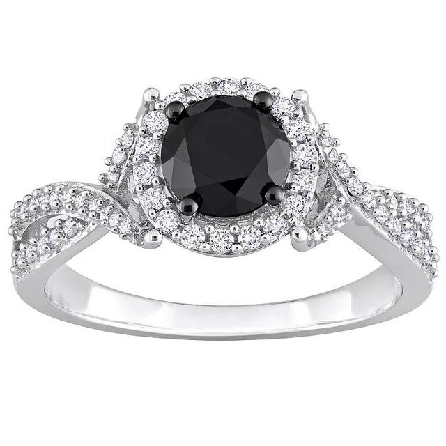 Stella Grace 14k White Gold Black & White Diamond Twist Engagement Ring, Womens Product Image