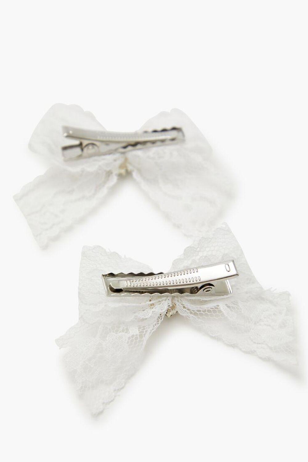 Lace Bow Faux Gem Hair Clip Set | Forever 21 Product Image