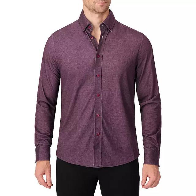 Mens Report Collection Long Sleeve Pique Print Fitted Button-Up Shirt Product Image