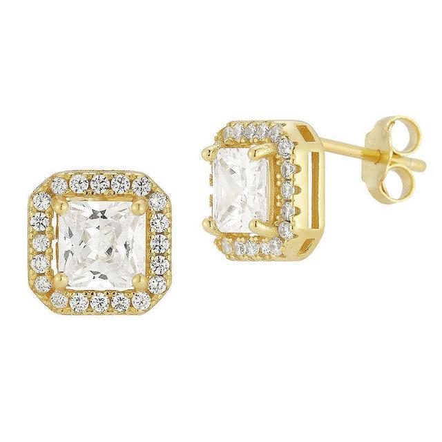 Sunkissed Sterling Cubic Zirconia Cluster Stud Earrings, Womens, Gold Tone Product Image