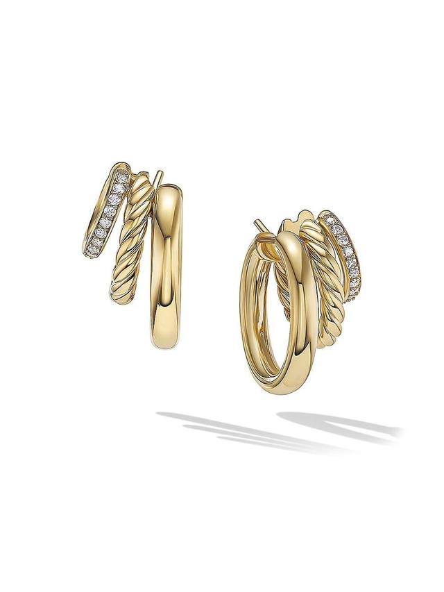 Womens DY Mercer Multi Hoop Earrings In 18K Yellow Gold With Pav Diamonds Product Image