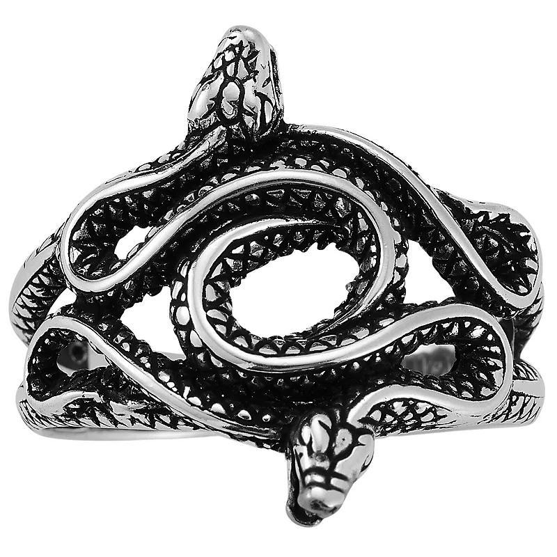 Menster Mens Sterling Silver Oxidized Twisty Snake Ring Black Product Image