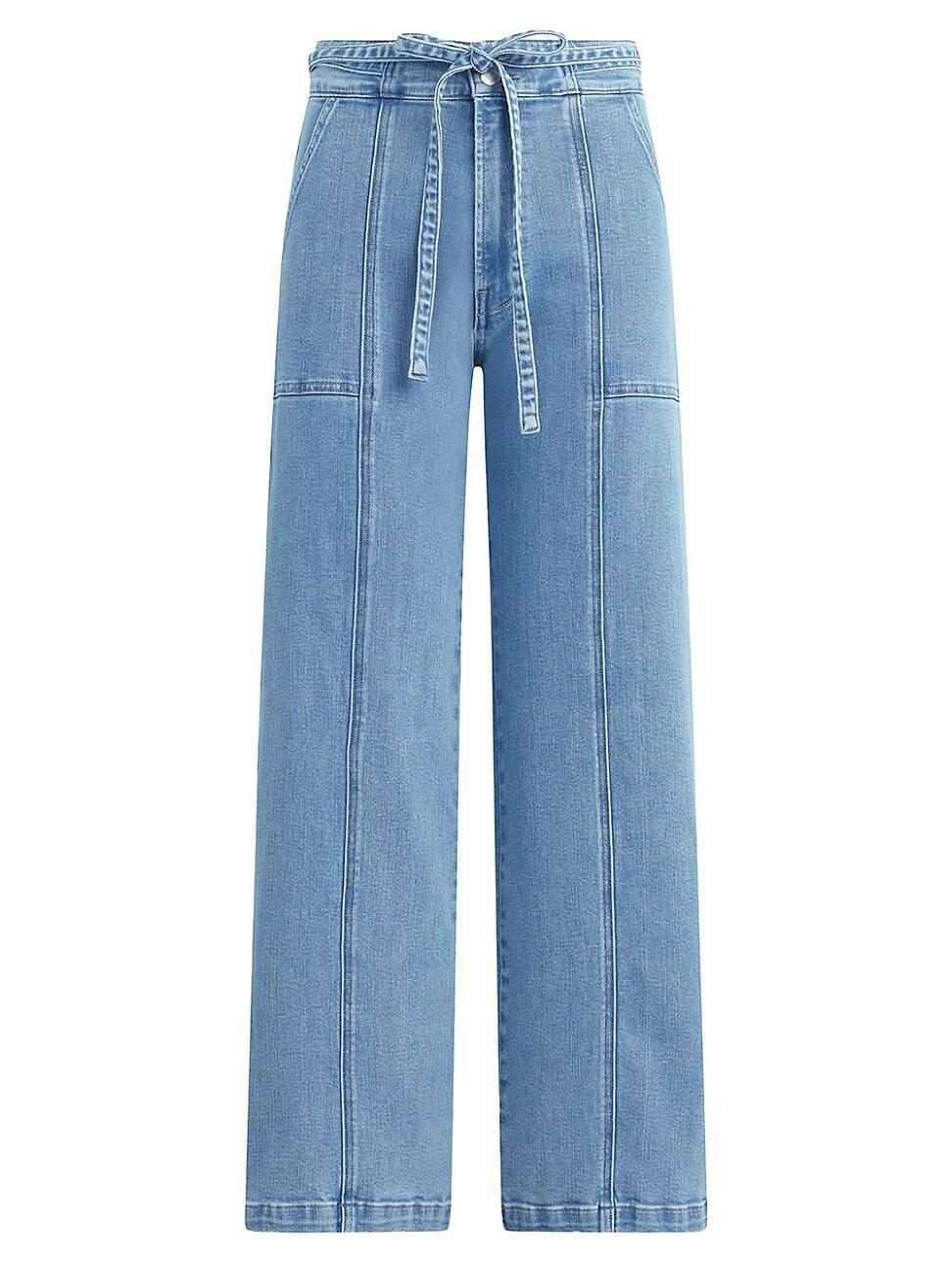 Womens Belted Wide-Leg Jeans Product Image