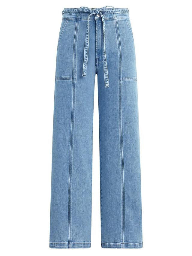 Womens Belted Wide-Leg Jeans Product Image