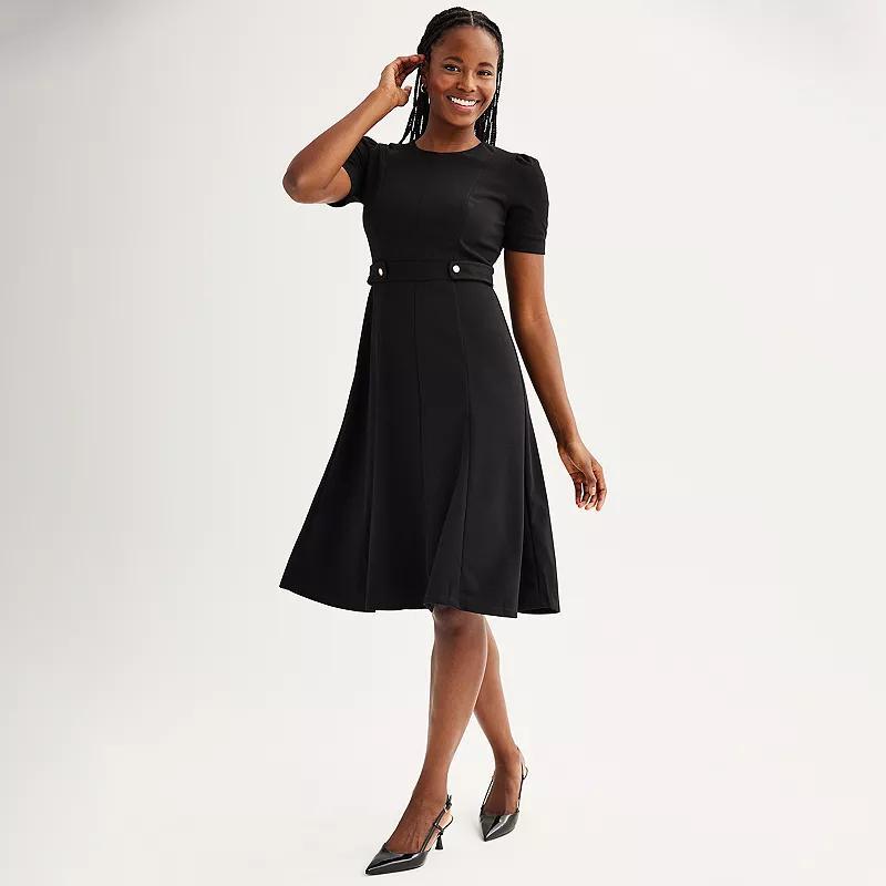 Womens London Times Solid Side Tab Fit & Flare Dress Product Image