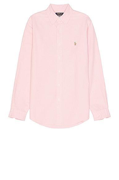 POLO RALPH LAUREN Embroidered-design Long-sleeve Shirt In Carmel Pink Product Image