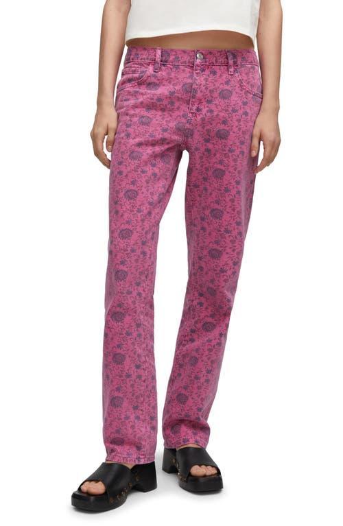 MANGO - Printed straight jeans fuchsia - 6 - Women Product Image