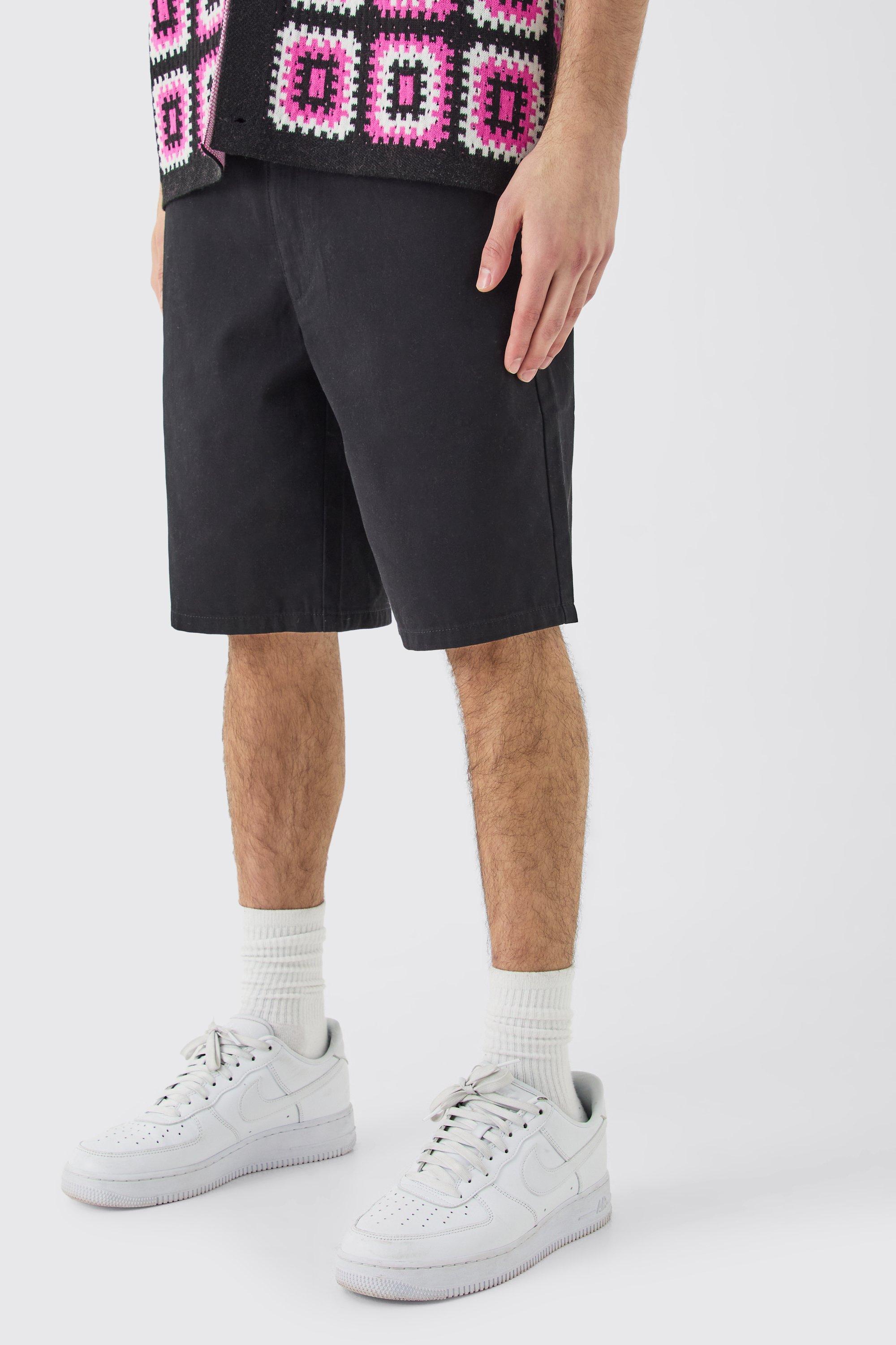 Fixed Waist Black Relaxed Fit Shorts | boohooMAN USA Product Image