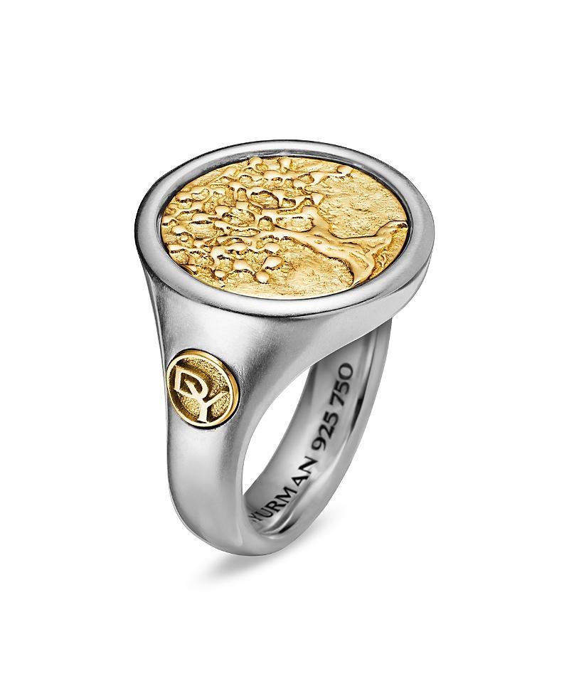 Mens Life and Death Duality Signet Ring in Sterling Silver Product Image