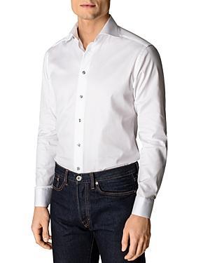 Eton Slim Fit Contrast Gray Button Twill Dress Shirt Product Image