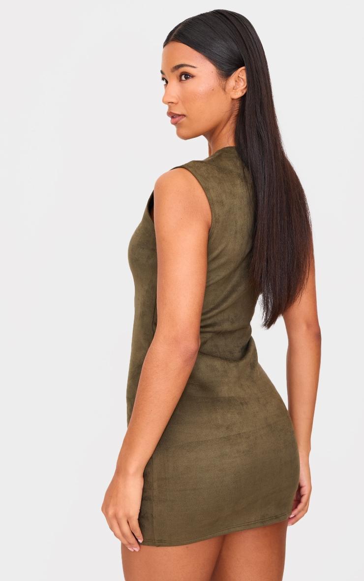 Khaki Faux Suede Bodycon Dress Product Image