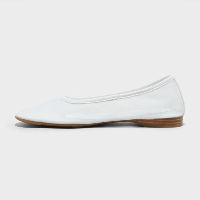 Womens Mel Sheer Mesh Ballet Flats with Memory Foam Insole - A New Day White 8.5 Product Image