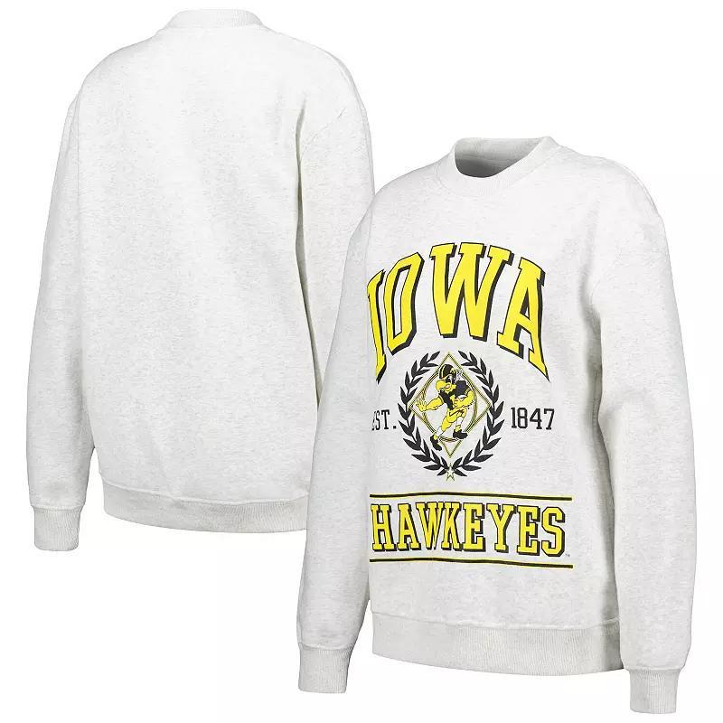 Womens Established & Co. Ash Iowa Hawkeyes Logo Pullover Sweatshirt product image