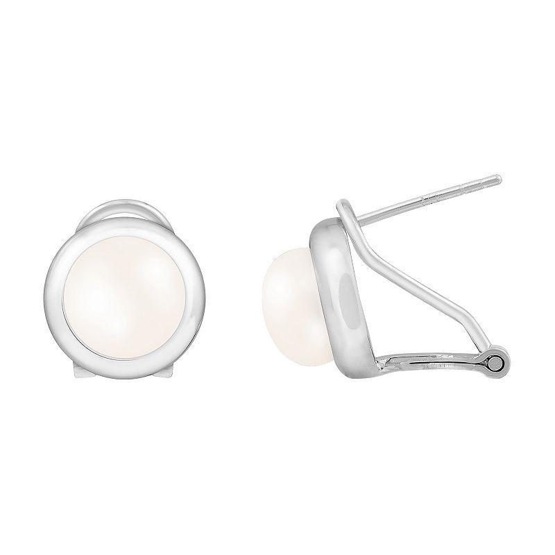 Freshwater Pearl Sterling Silver Omega-Clip Stud Earrings, Womens Product Image