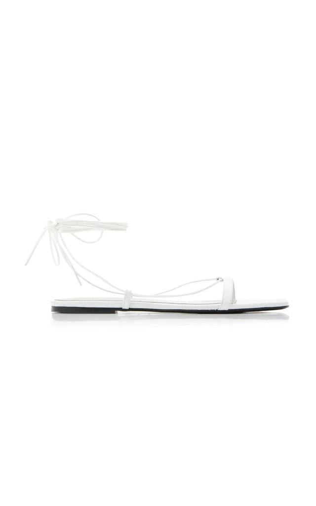 TOTÊME The Croco Lace-up Leather Sandals In White Product Image