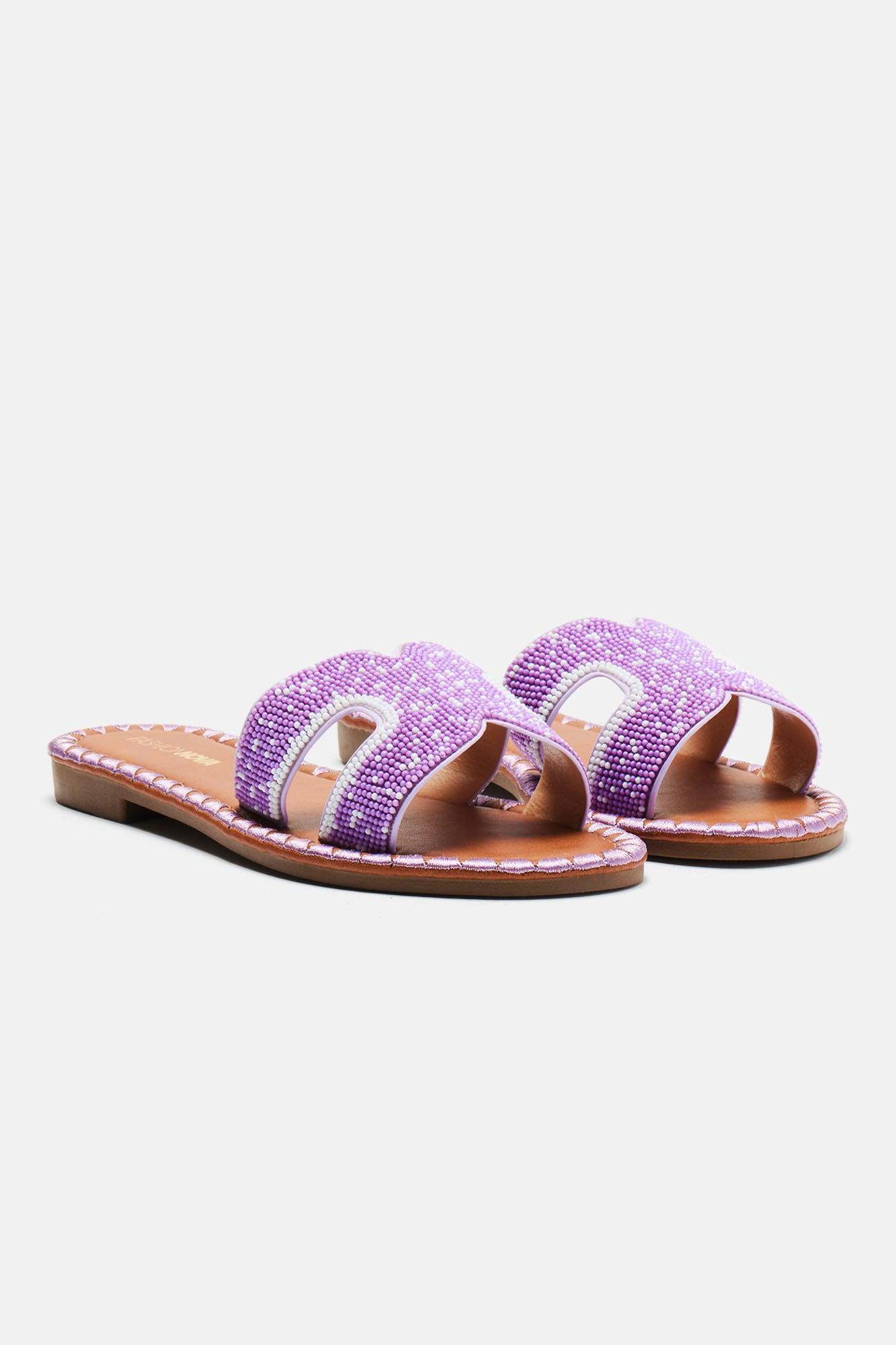 Keeping It Chic Flat Sandals - Purple Product Image