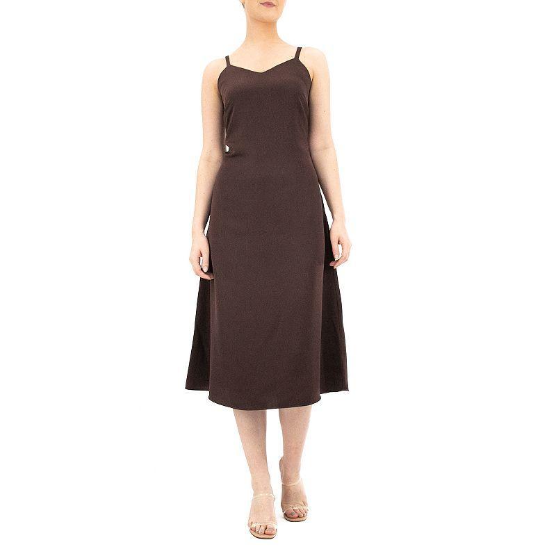 Womens Nina Leonard Crepe Midi Slip Dress Product Image