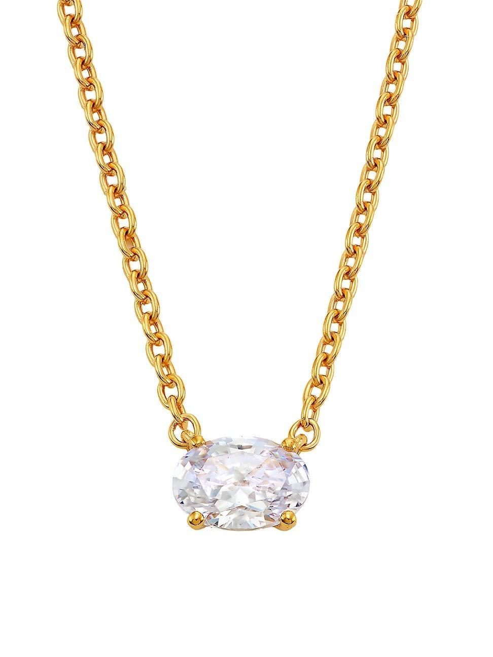 Womens Modern Love 18K-Gold-Plated & Cubic Zirconia Pendant Necklace Product Image