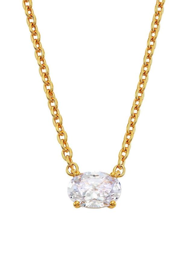 Womens Modern Love 18K-Gold-Plated & Cubic Zirconia Pendant Necklace Product Image