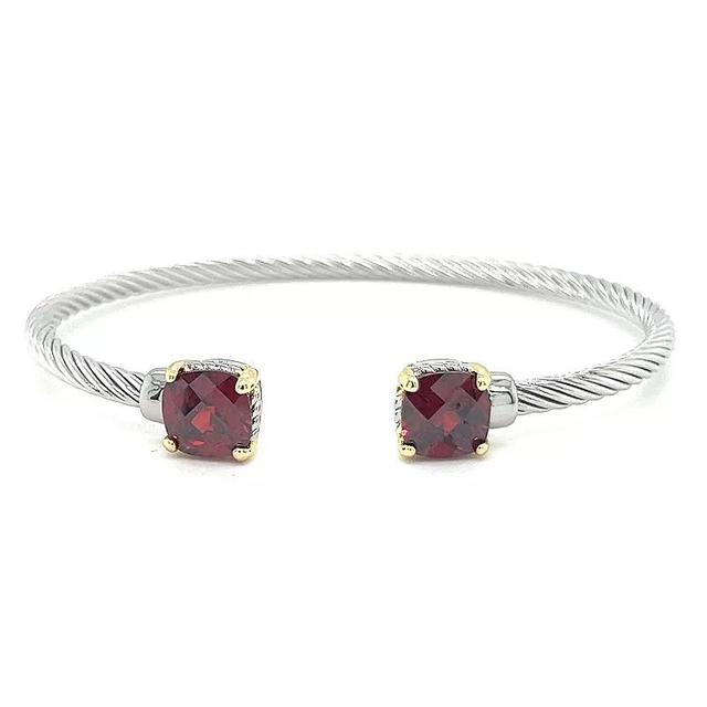 Juvell Two-Tone 18k Gold Plated Garnet Bangle Bracelet, Womens, Two Tone Product Image