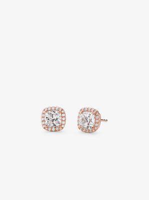 Precious Metal-Plated Sterling Silver Pavé Stud Earrings Product Image