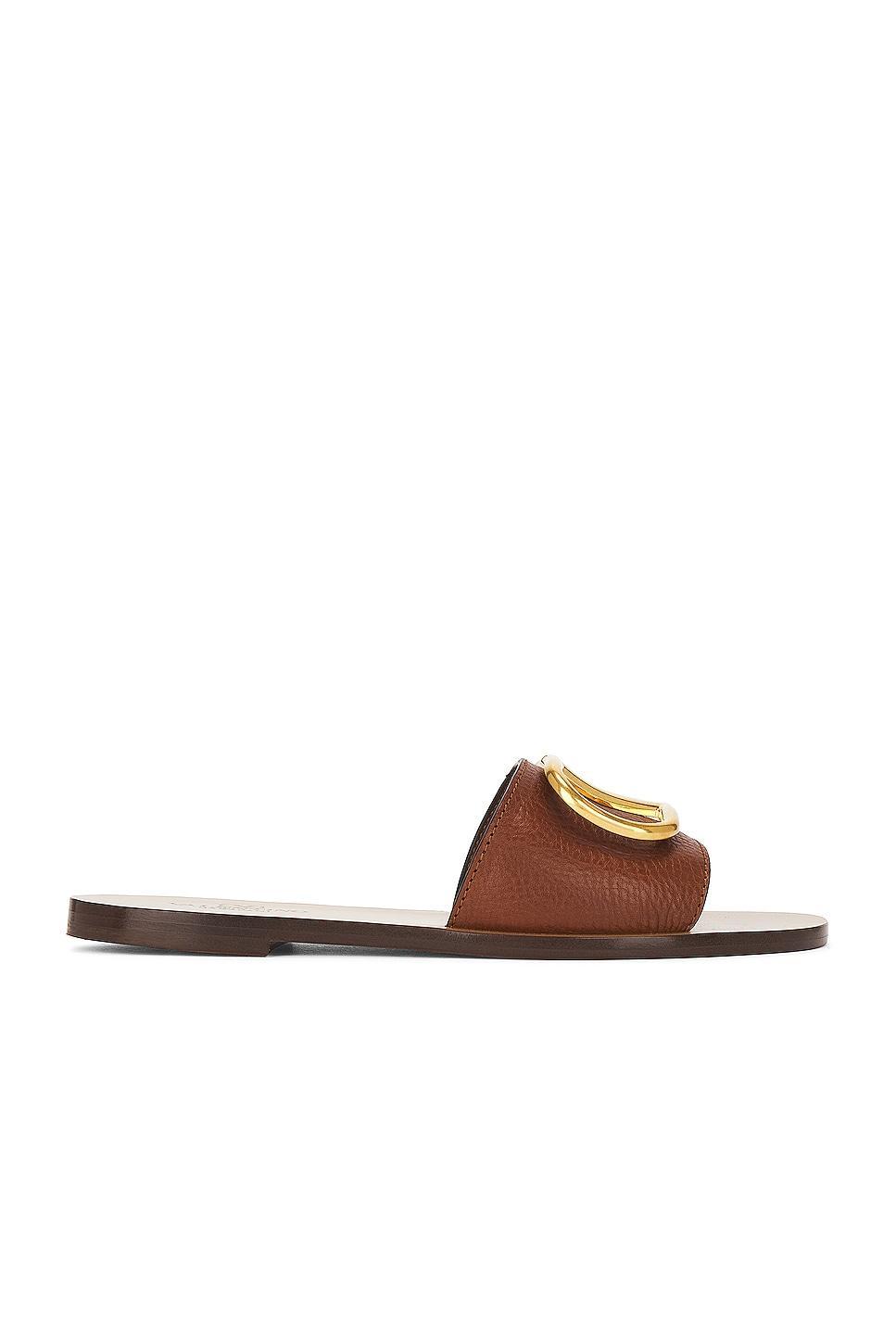 Valentino Garavani V Logo Signature Slide in Brown Product Image