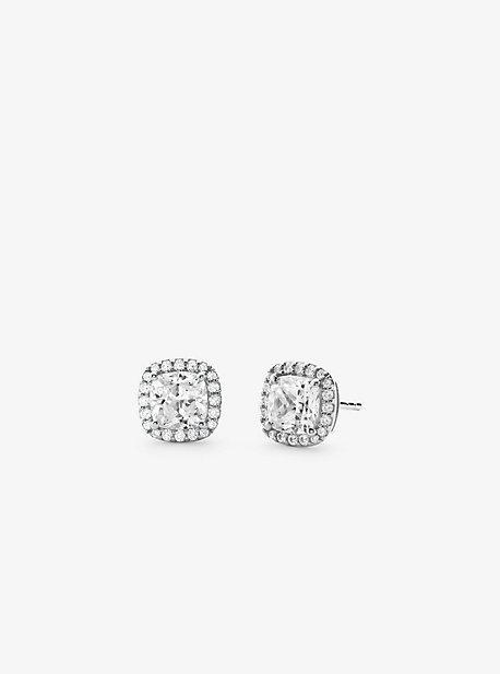 Precious Metal-Plated Sterling Silver Pavé Stud Earrings Product Image