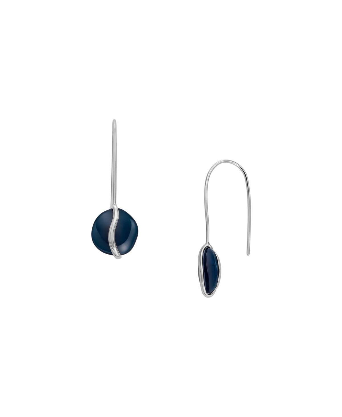 Skagen Womens Sofie Sea Glass Blue Organic-Shaped Pull-Through Earrings Product Image