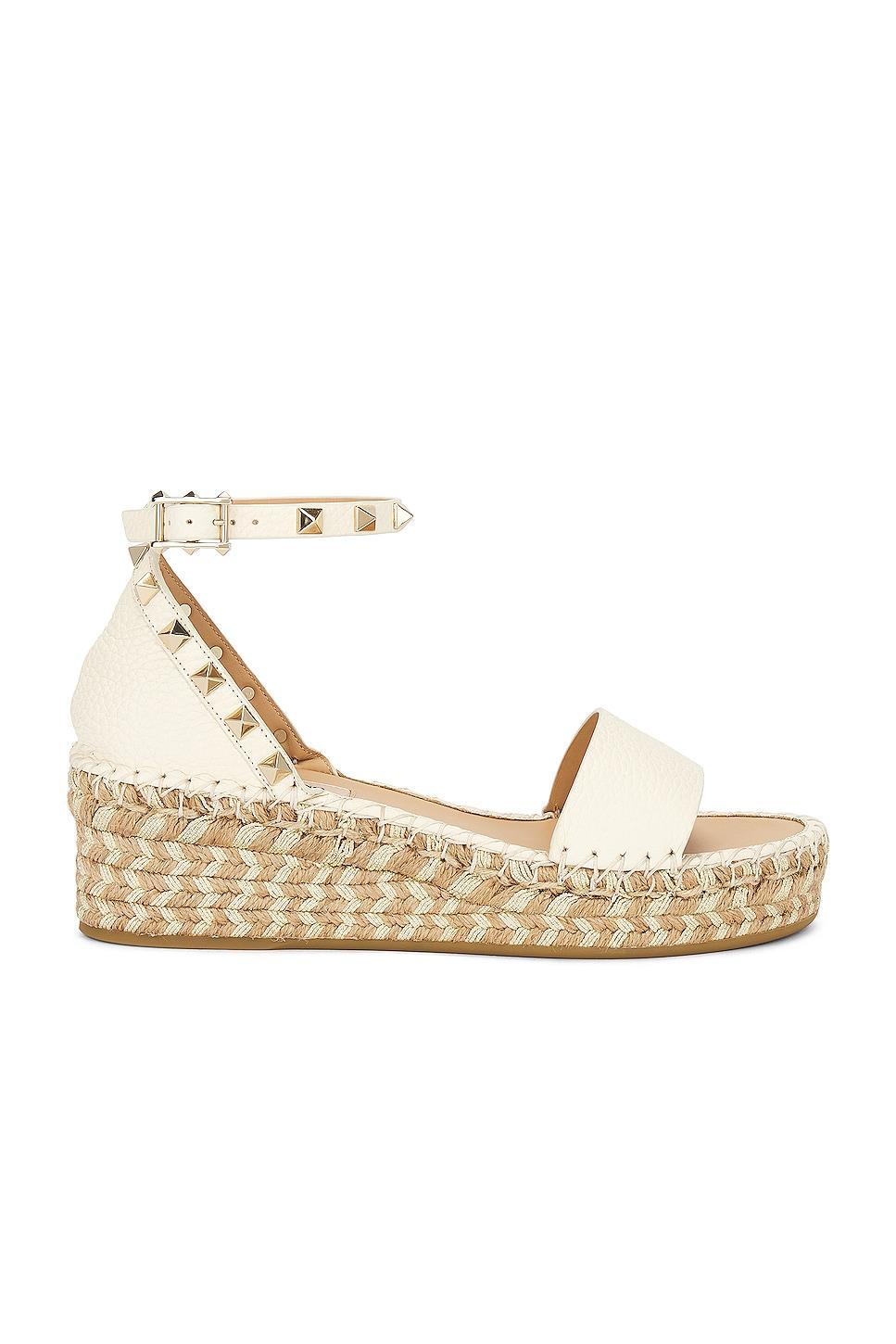 Valentino Garavani Rockstud Espadrille Sandal Ivory. (also in ). product image