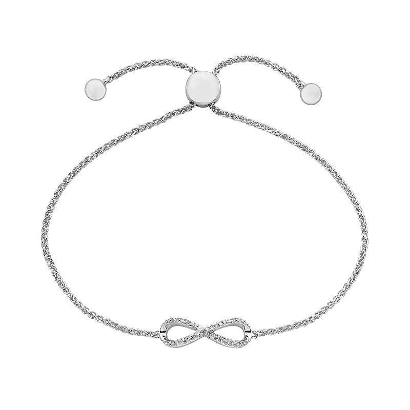 Sterling Silver 1/10 Carat T.W. Diamond Infinity Bolo Bracelet, Womens Product Image