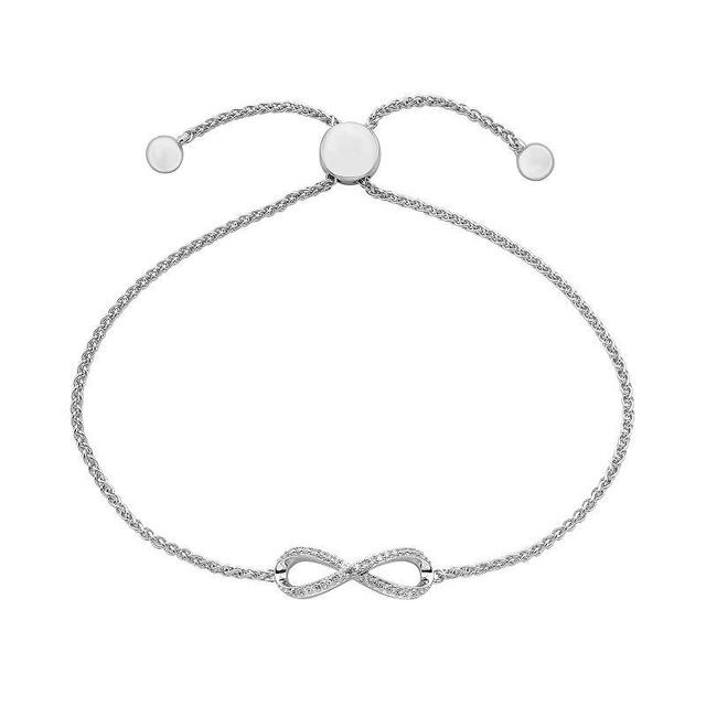 Sterling Silver 1/10 Carat T.W. Diamond Infinity Bolo Bracelet, Womens Product Image