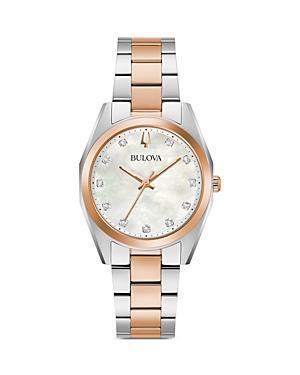 Bulova Surveyor Womens Diamond Accent Two Tone Stainless Steel Bracelet Watch 98p207, One Size Product Image