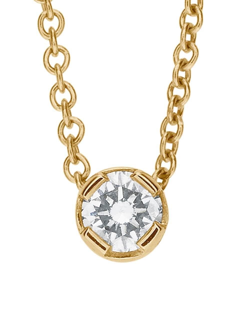 Womens Classic Collection Diamant Simple 18K Yellow Gold & Diamond Pendant Necklace Product Image