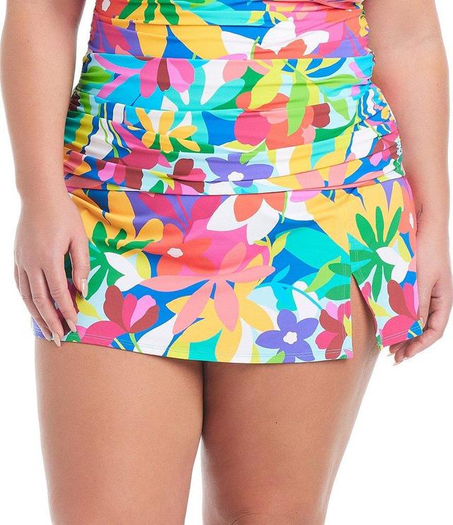 Bleu Rod Beattie Plus Size Away We Go Floral Print Skirted Hipster Swim Bottom Product Image