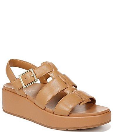 Vionic Delano Leather Platform Wedge Sandals Product Image