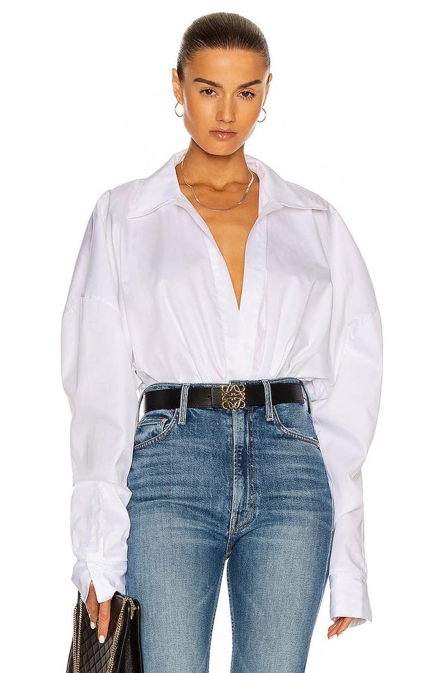 Norma Kamali Oversized Boyfriend Shirt Bodysuit Size L, S, XL, XS. Product Image