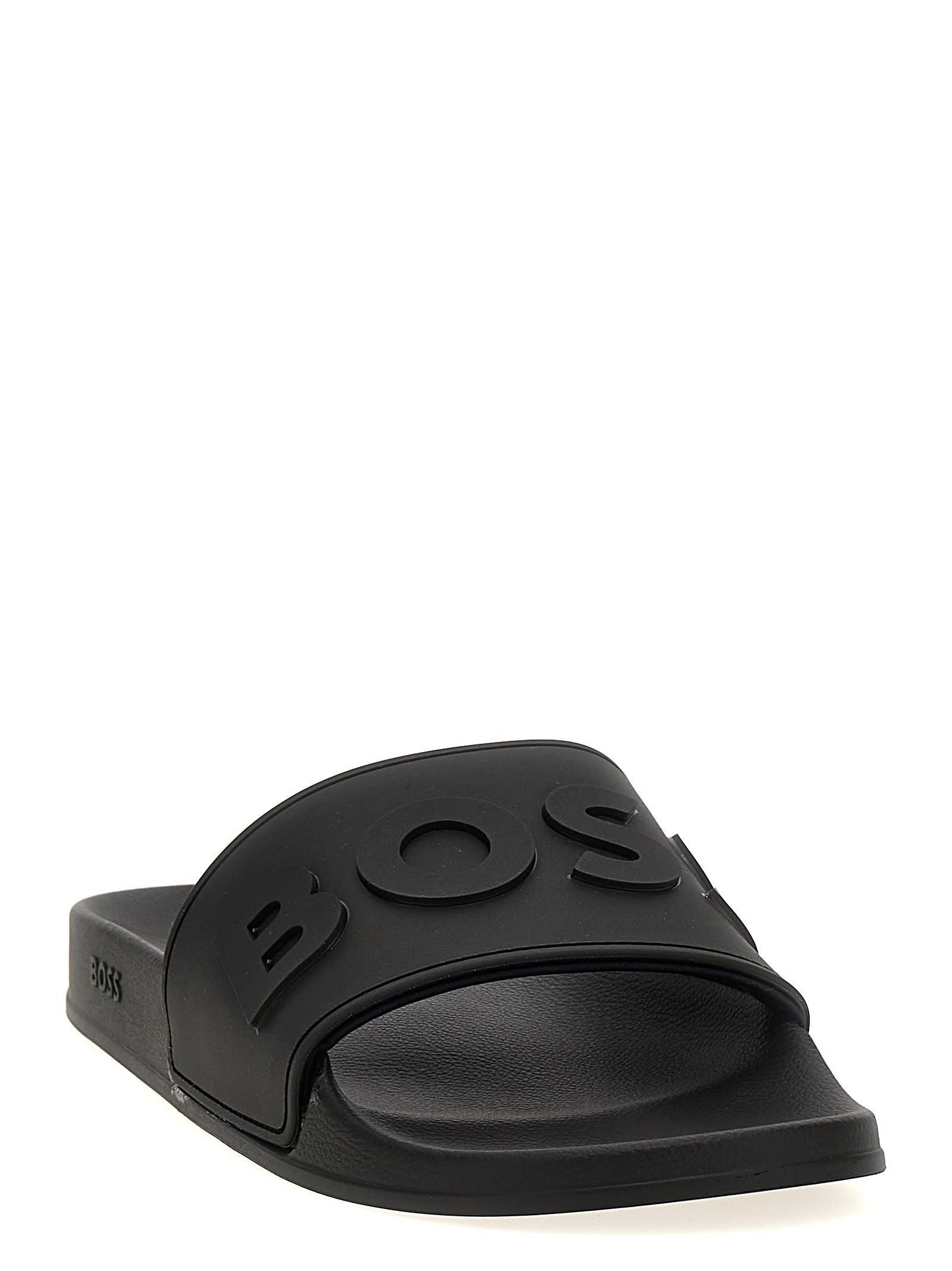 HUGO BOSS Logo-embossed Slides In Black Product Image