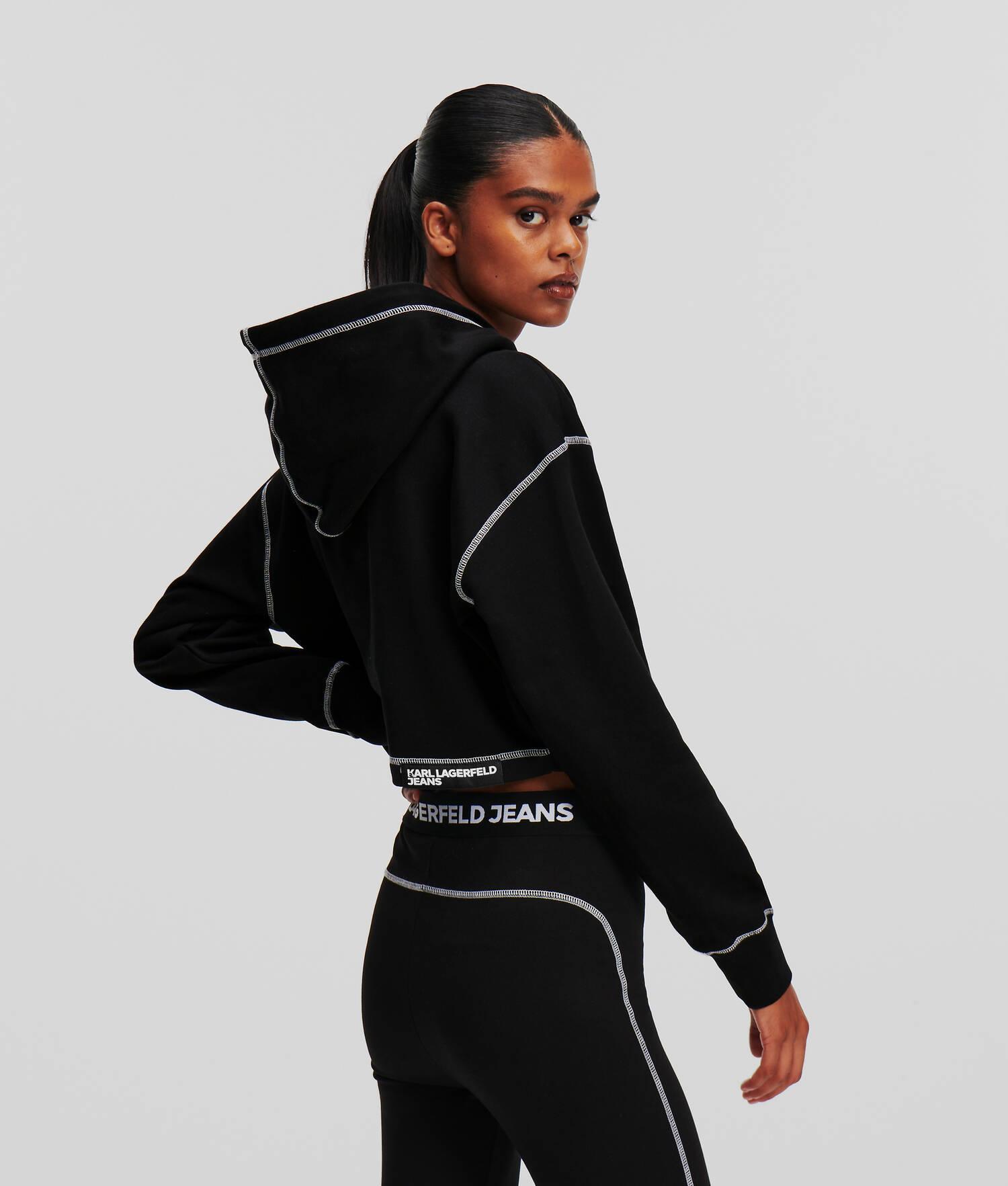 KLJ CONTRAST STITCH CROPPED HOODIE Product Image