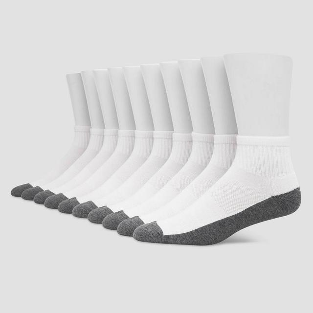 Hanes Premium Mens Big & Tall Cool Comfort Ankle Socks 10pk - White 12-14 Product Image