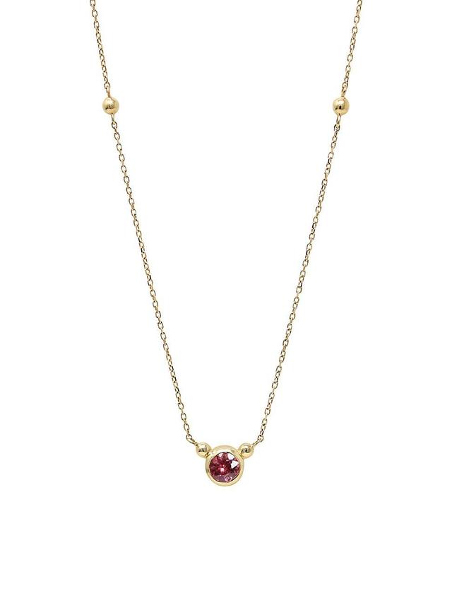 Anzie Sapphire Bezel Solitaire Pendant Necklace in 14k Gold, 14 + 2 extender (Also in Moonstone) Product Image